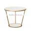 Hot sale modern living room gold wire side table with marble