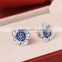 Lovans Branded Stud Blue Enamel Flower Shaped 925 Silver Earrings For Women