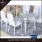 Single leg clear glass formal dining room set