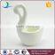 Elegant white swan shape porcelain kichen tools spoon container