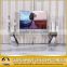 Fancy design tv stand clear glass top with silver base