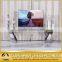 Modern glass top stainless steel frame tv stand