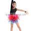 Girls One sleeve black latin costume with colorful skirt MYM007