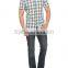 Pink check Buttoned Skinny Short Sleeve Shirt