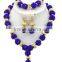 Gold-Plated Ball Crystal Beads Y Shape Necklace African Jewelry Set