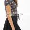 CHEFON Dotted floral tie front summer empire waist blouses for ladies