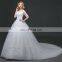 HS1629 2017 Luxury Off-shoulder Long Train Lace Appliqued Puffy Wedding Gowns