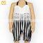 2019 New style baby girls jumpsuit one pieces black&white striped with lace fashion baby onesie set