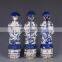 Vintage Antique Style Set of 3 Blue and White Emperors Ceramic Figurines Sculptures