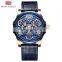 MINI FOCUS 0249G Sport Style Men Quartz Watch  Brand Luxury  Design  Men Blue Leather Strap 30M Waterproof Watches
