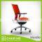 White Backrest, Orange Mesh, Orange Seat Office Fabric Chair with Adjustment Armrest and Aluminum Base