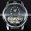 Men Watch Leather Fashion Brand Watches Feather Skeleton Dress Watches ZB005