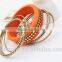 Punk Leather Fashion Retro Red Wood Bangle Multilayer Alloy Bracelet For Lady's
