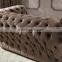 2016 Italian Classic Button Tufted Brown Fabric Upholstered Chesterfield Sofa AL030