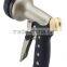 8 Patterns Metal Front Trigger Garden Hose Nozzle with Brass Flow Control Knob Water Spray Gun