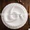 White ceramic dinner division fan shape round plate for home restaurant