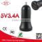 SY D4 5V 3.4A 2 USB Port Car Charger OEM/ODM USA type portable charger car charger for all smart phone Iphone android samsung