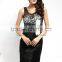 Modern fashion high neck evening dress ruffle design summer casual formal dress short