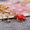 New designs red color bear pendant necklace stainless steel joyas en acero jewelry