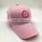 wholesale customize 100% cotton 6 panel pink baseball cap embroidered