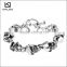 2015 Promotional wholesale men's silver north health skull bracelet