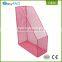 Pink color 1 grid office desk organizer mesh file holder metal magazine rack