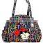 Quilted Diaper Bag Travel Hand with Pad - Rainbow Typo Black