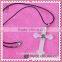 New arrival fashion jewelry lucky clover cross handmade necklace cute girl religious necklace plastic glow in the dark necklace
