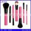 8pcs wine red wooden handle natural hair cosmetic brush set