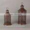 set of 3 Metal Sturbridge Lantern For Taper Candle with Ornate Punched Design