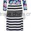 Family matching same outfits clothes sets mother and daughter Floral Striped Patchwork Long Dress