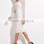 Women Spring Fall Bodycon party Dress White Eyelet Mesh Knee-length Celebrity Long sleeve Bandage Dress Wholesale
