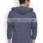 Blue Denim Hooded Mens Sweatshirt Customizable Attached Hood With Drawstrings Hoody Long Sleeves Slant Pockets Sweaters Custom