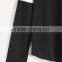 Black Varsity Striped Long Sleeve T-shirt Ladies Oversized T Shirt Plain Scoop Neck Curved Hem T-Shirt