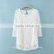 Elegant White Basic Woman Blouse Fashion Sheer Crochet Lace Blouse 2015