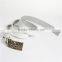 Cowhide Leather Belt Waistband Rectangle Antique Bronze White Flower Leaves Carved
