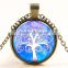 XP-TGN-LT-143 Fashion Jewelry Life Tree Charm Cabochon Family Glass Silver Gem Antique Time Necklace For Promotional Gift