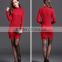 New Brand Design European Style Lace Patchwork Knitted Dress Women Autumn Sweater Dress High Quality Winter Red Dress