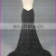 CE805 Latest Design Sexy V-Neck Short Sleeve Beaded Black Beautiful Evening Gowns