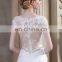 Elegant Appliqued Cap Sleeve See Through Back Beaded Sash Sheath Tulle Wedding Dress 2017