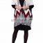 Cover Up Wool Poncho Mix Aztec Printed Fluffy Poncho With Fringes kimono cardigan