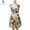 latest rose print chiffon ladies summer prom dress for women