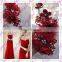 Aidocrystal Red wedding hairpiece hair flower with pearl hair comb