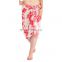 Red and White Floral Print Sarong