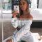 New Arrivals 2020 Women Clothing Sexy V-neck Strapless Cropped Sweater Fall Customize Crop Tops