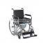 High back folding reclining commode wheelchair with toilet