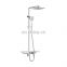 Chrome Square Rain Shower Set With Thermostatic Shower Faucet