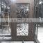 in stock villa metal frame flat top design safety tempered glass single swing wrought iron  entry door with opening window
