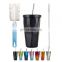 Irregular Diamond Double Wall Drinking Cups Coffee Mugs 16oz Stainless Steel Tumbler with Straw