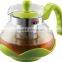 Customized color quality glass teapot, borosilicate glass tea kettle